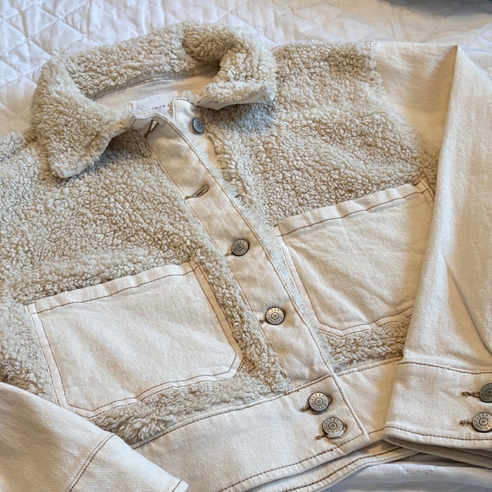 Celebrity Pink Cream Sherpa Jacket